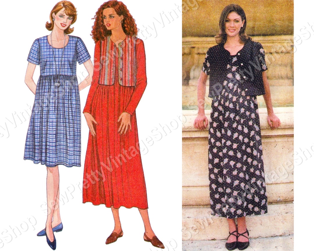 Simplicity 7199 90s Summer Dresses: Empire Waist Full Skirt Maxi or ...