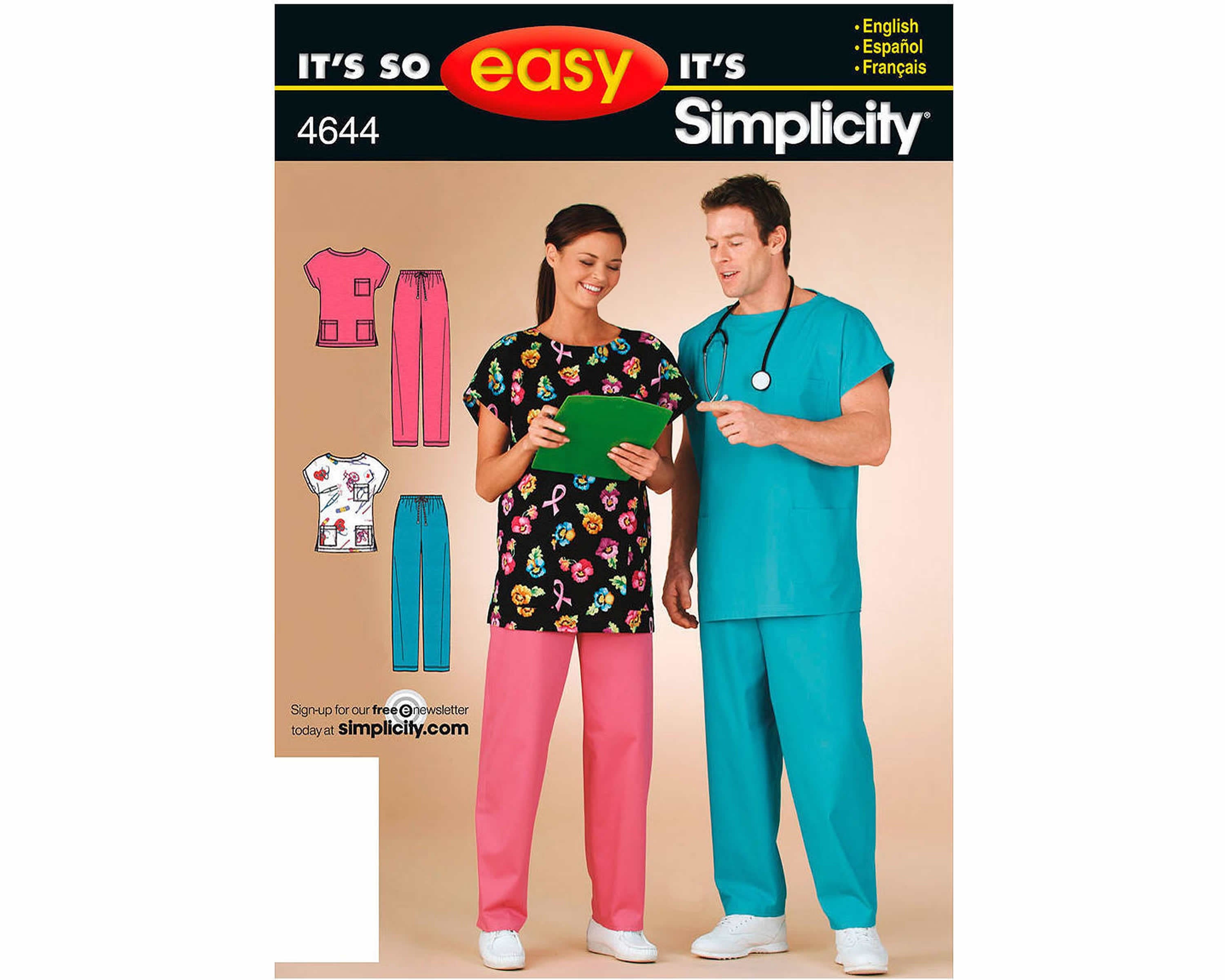 Simplicity 4644 90s Mens & Womens Scrubs drawstring pants Etsy