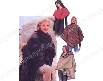 Butterick 3649 Elegant Wraps: modest poncho, capelet short cape, ruana wrap stole very easy sewing pattern size XS-S-M or L-XL