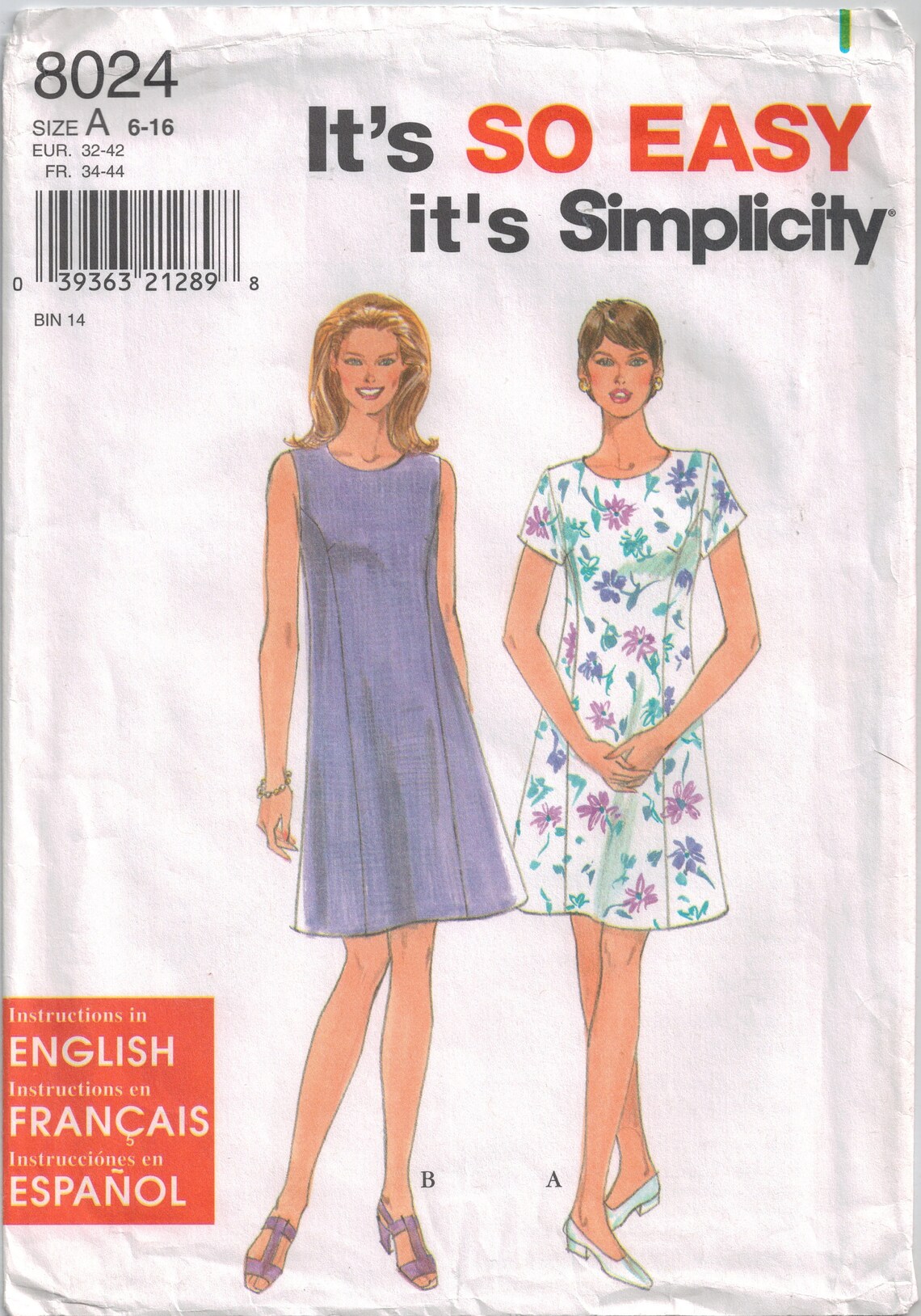 Simplicity 8024 90s Summer Dresses: High Neck Knee Length - Etsy