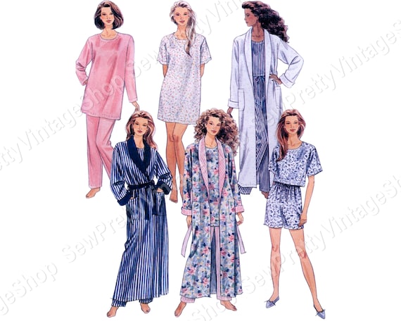 Mccall\'s 9048 6801 90s Pajama Set, or Nightgown, Sleepwear: Crop Etsy Tunic Size Nightshirt Top, Pants, - Shorty Misses Short 4-14 Shorts, 16-22