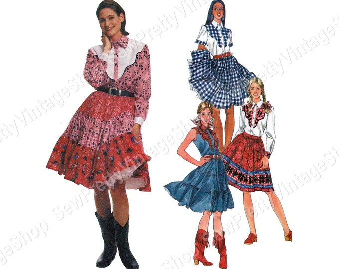 Mccall's 9653 90s Western Outfit SEWING PATTERN: Tiered Square Dance ...