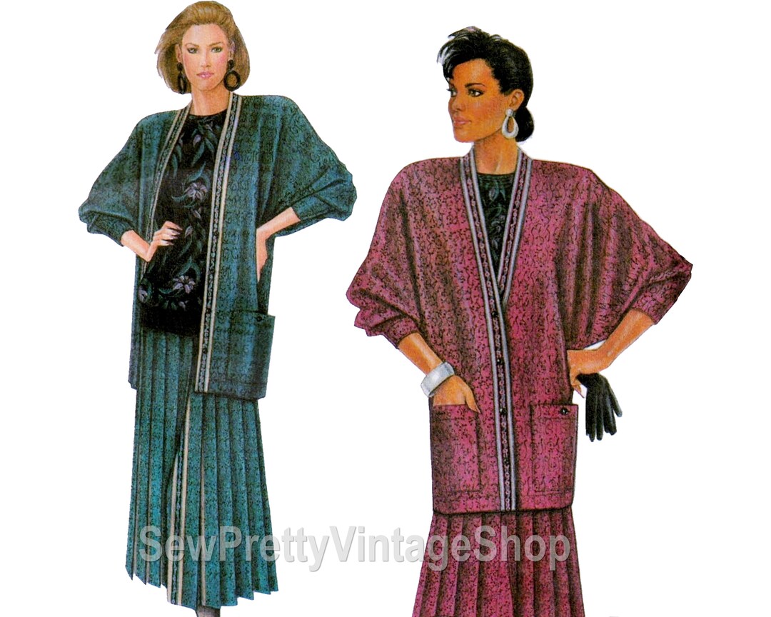 Simplicity 9414 80s Modest Skirt Set: Raglan Jacket Kimono - Etsy