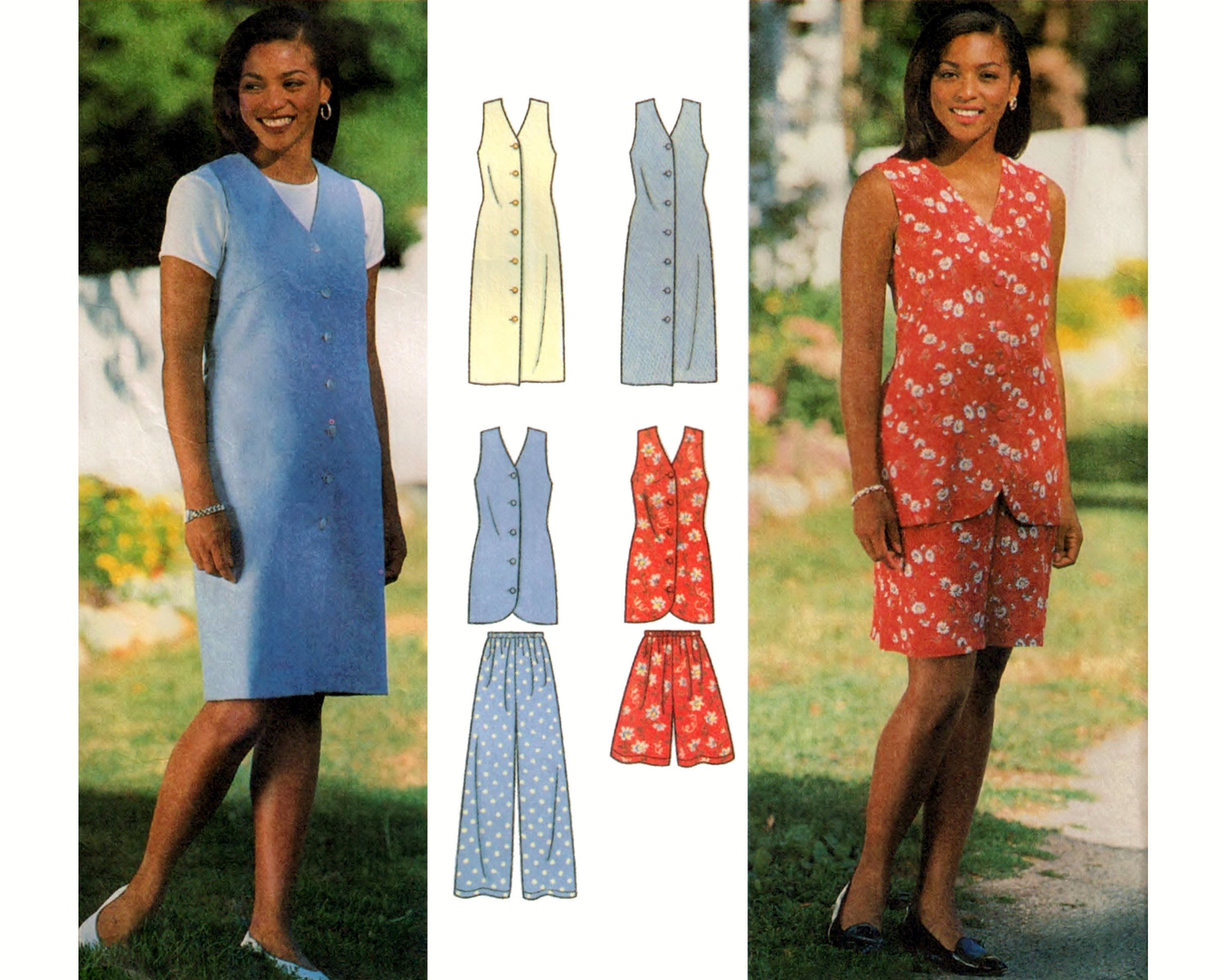 Simplicity 7043 90s Summer Clothes: Sleeveless Button Front - Etsy Ireland