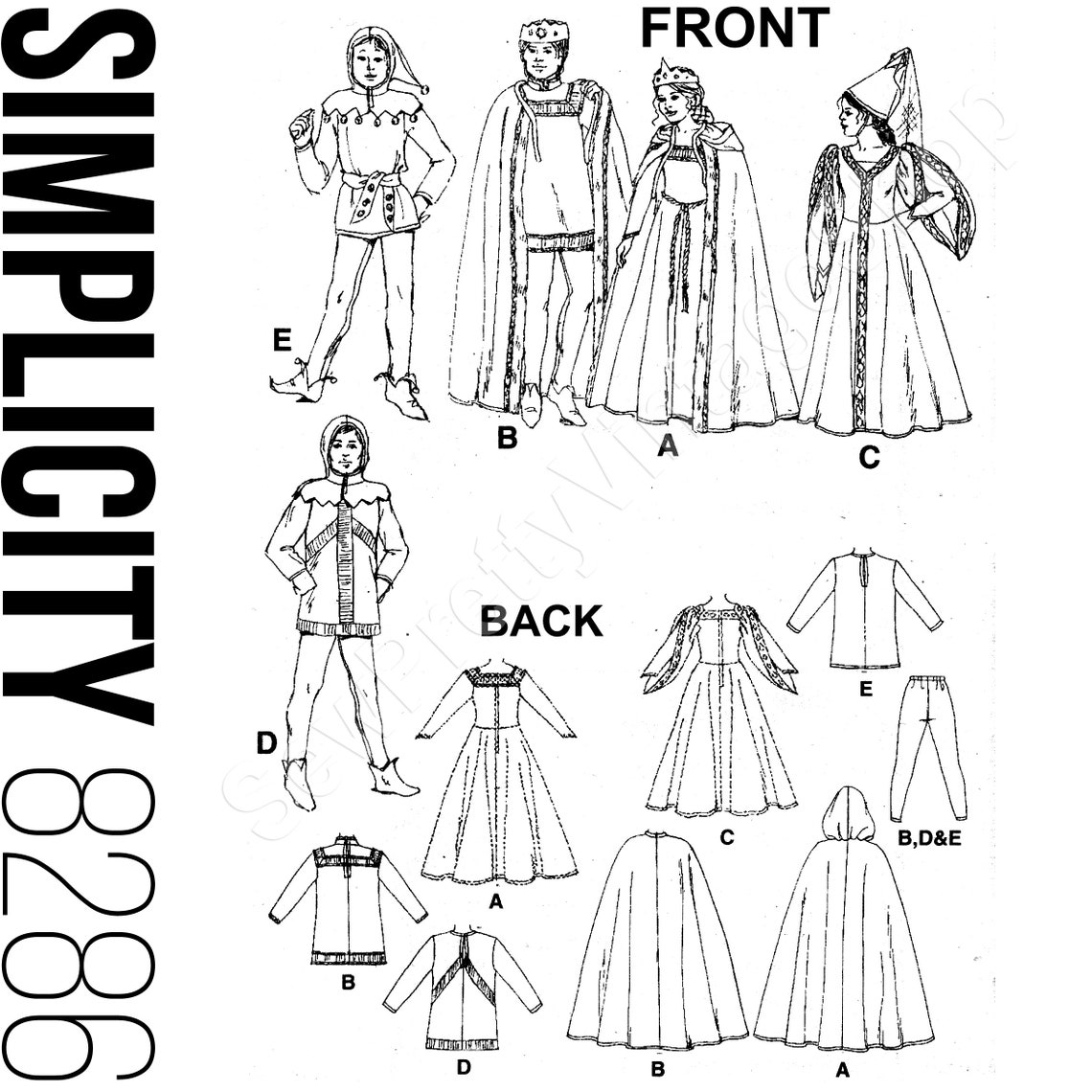 Simplicity 8286 SEWING PATTERN Medieval Costumes King Queen Etsy