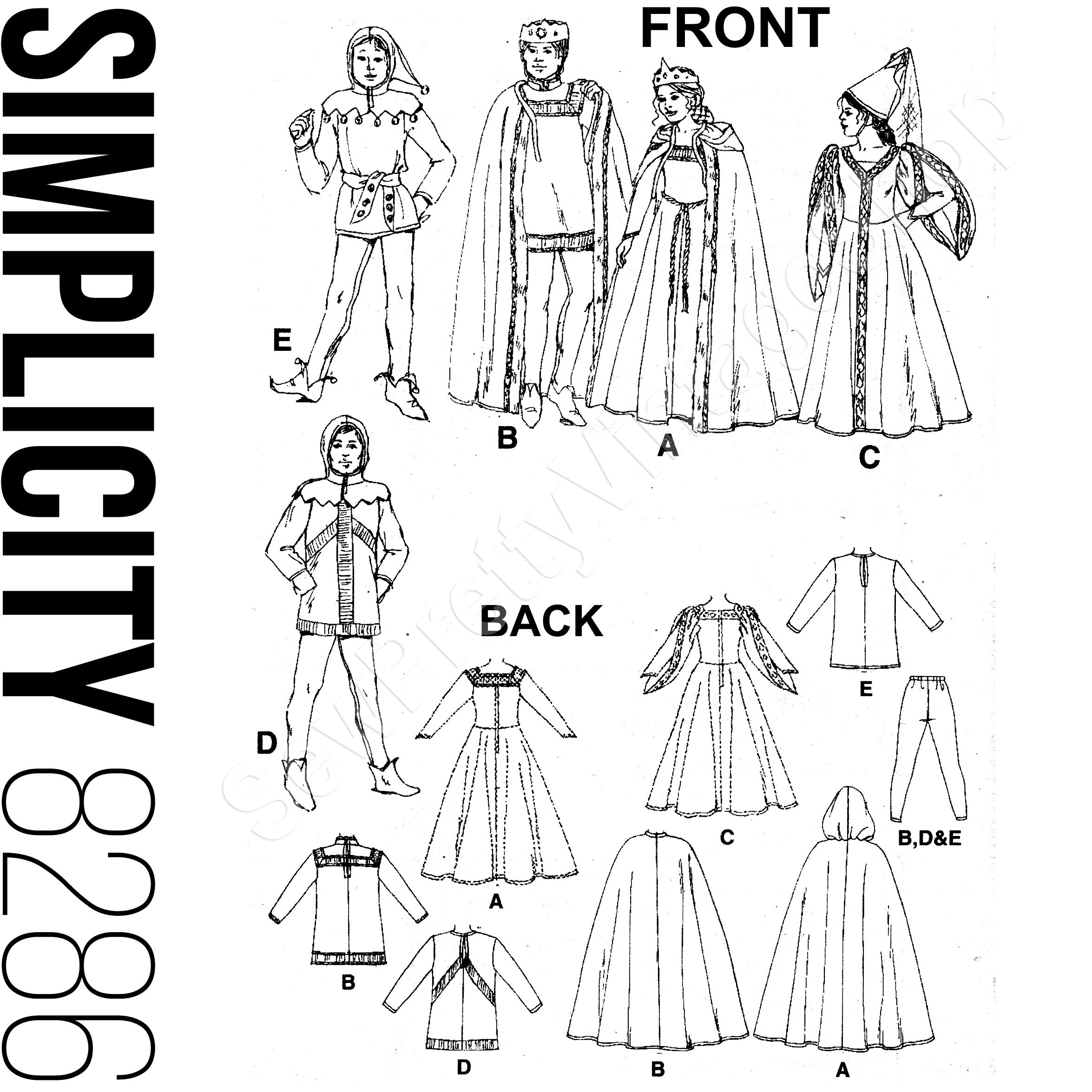 Simplicity 8286 SEWING PATTERN Medieval Costumes King Queen Etsy