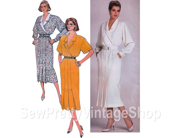 Butterick 3623 80s Classic Shirt Dresses: Blouson Wrap Notched