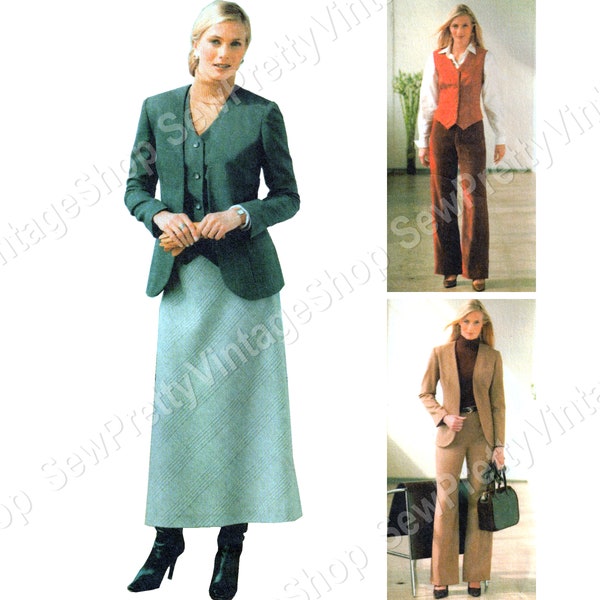 McCall's 4200 Menswear for Women: lined jacket, vest, pants, ankle length skirt sewing pattern size 10-16 or 16-22