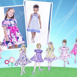 Simplicity 2989 Little Girls Dresses: empire waist flared short sleeve dress, sleeveless sundress sewing pattern size 1/2 1 2 3 or 4 5 6 7 8