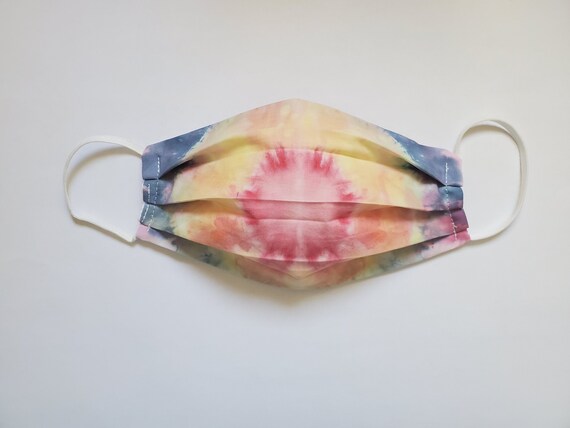 Rainbow Burst Cotton Tie Dye Face Mask, White Reversible Face Mask, Sunflower Rainbow Tie Dye Face Mask, Cool Tie Dye Mask, Rainbow Love Fun Il_570xn