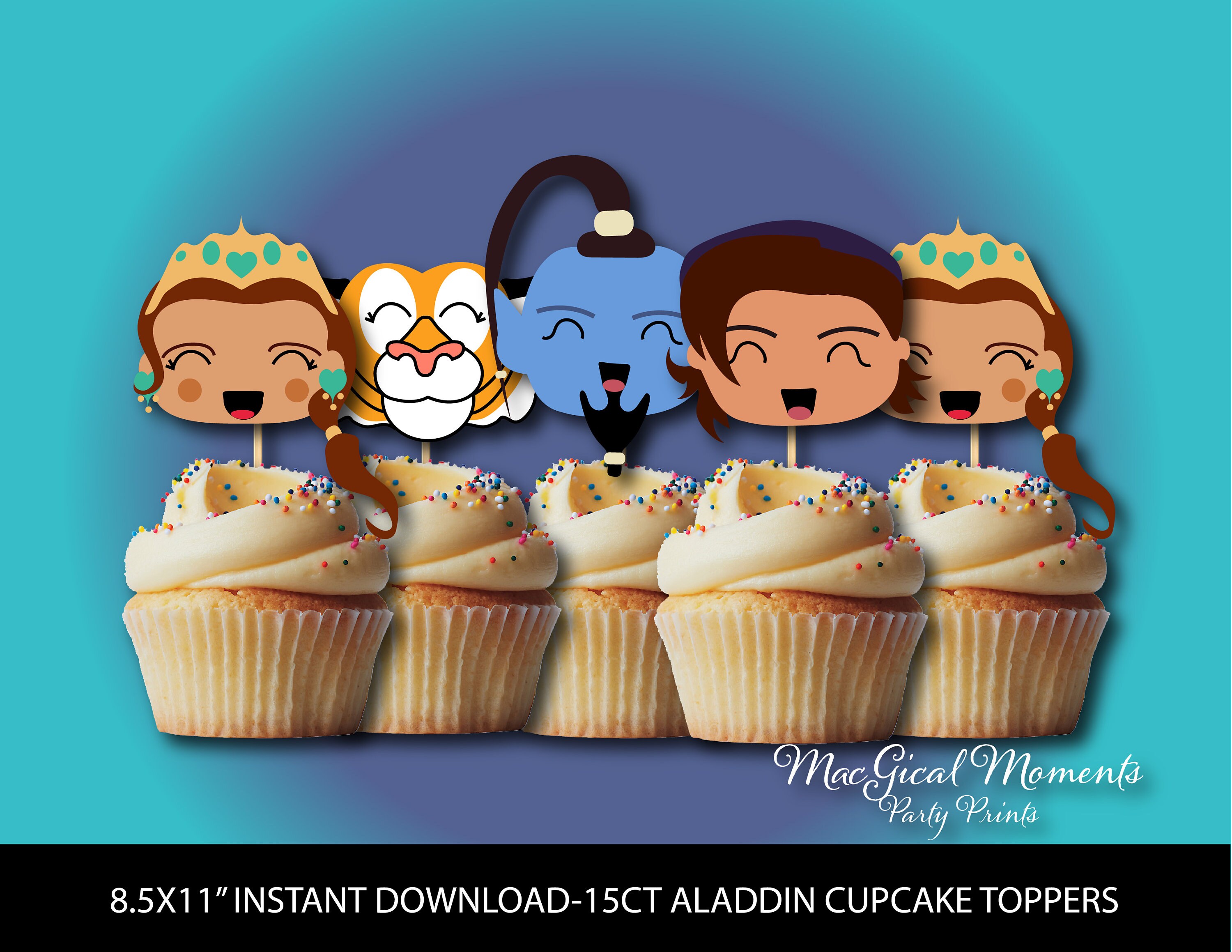 Aladdin Cupcake Toppers Aladdin Party Aladdin Birthday Etsy
