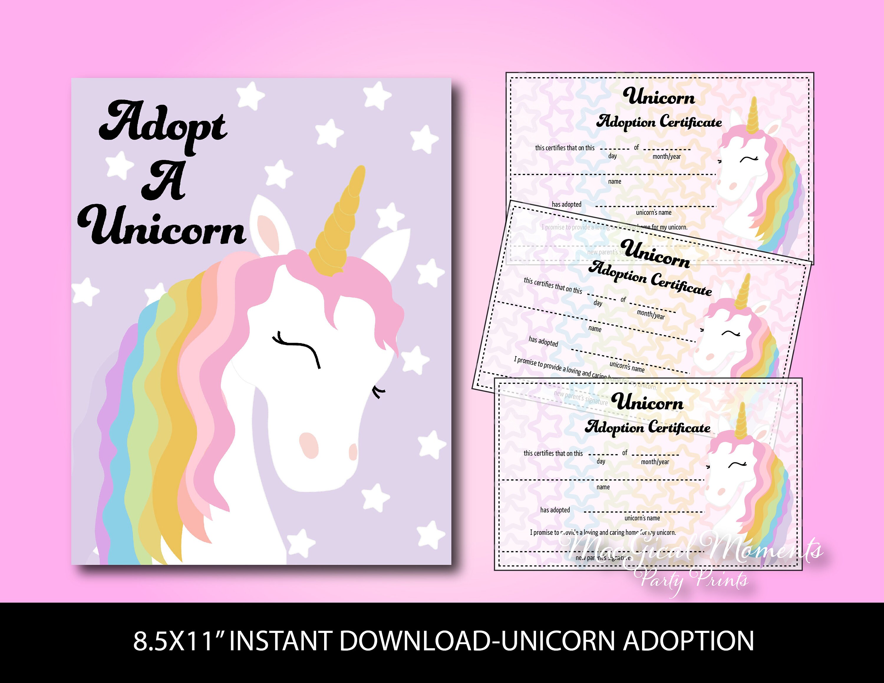 Adopt A Unicorn Unicorn Party Decor Unicorn Birthday Favor - Etsy