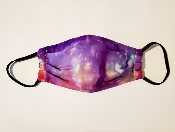 Mystic Rain Cotton Tie Dye Face Mask, Rainbow Tie Dye Face Mask, Non-Medical Grade, Everyday Use Face Mask, Purple Gemstone Rainbow Tie Dye Il_570xn
