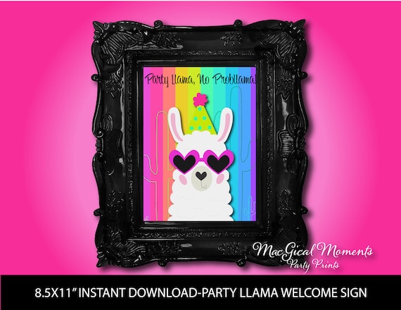 Party Llama Welcome Sign, Party Llama Sign, Llama Birthday, Llama Party, Llama, INSTANT DOWNLOAD, No Problama, Party Llama Welcome Sign.. Il_570xn