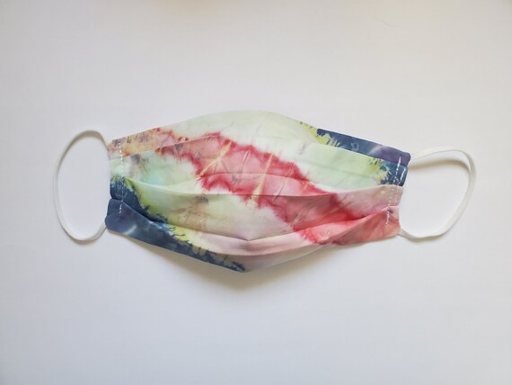 Fairy Garden Cotton Tie Dye Face Mask, White Reversible Face Mask, Cool Tie Dye Face Mask, Pretty Tie Dye Girly, Striped Primary Colors Mask Il_570xn