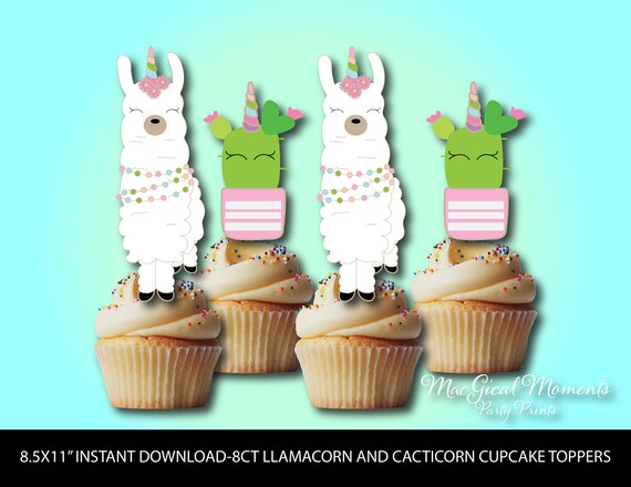 Llamacorn Cupcake Toppers Llamacorn Birthday Llamacorn | Etsy
