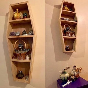 Natural wood 3ft Coffin Shelf w/ clear coat