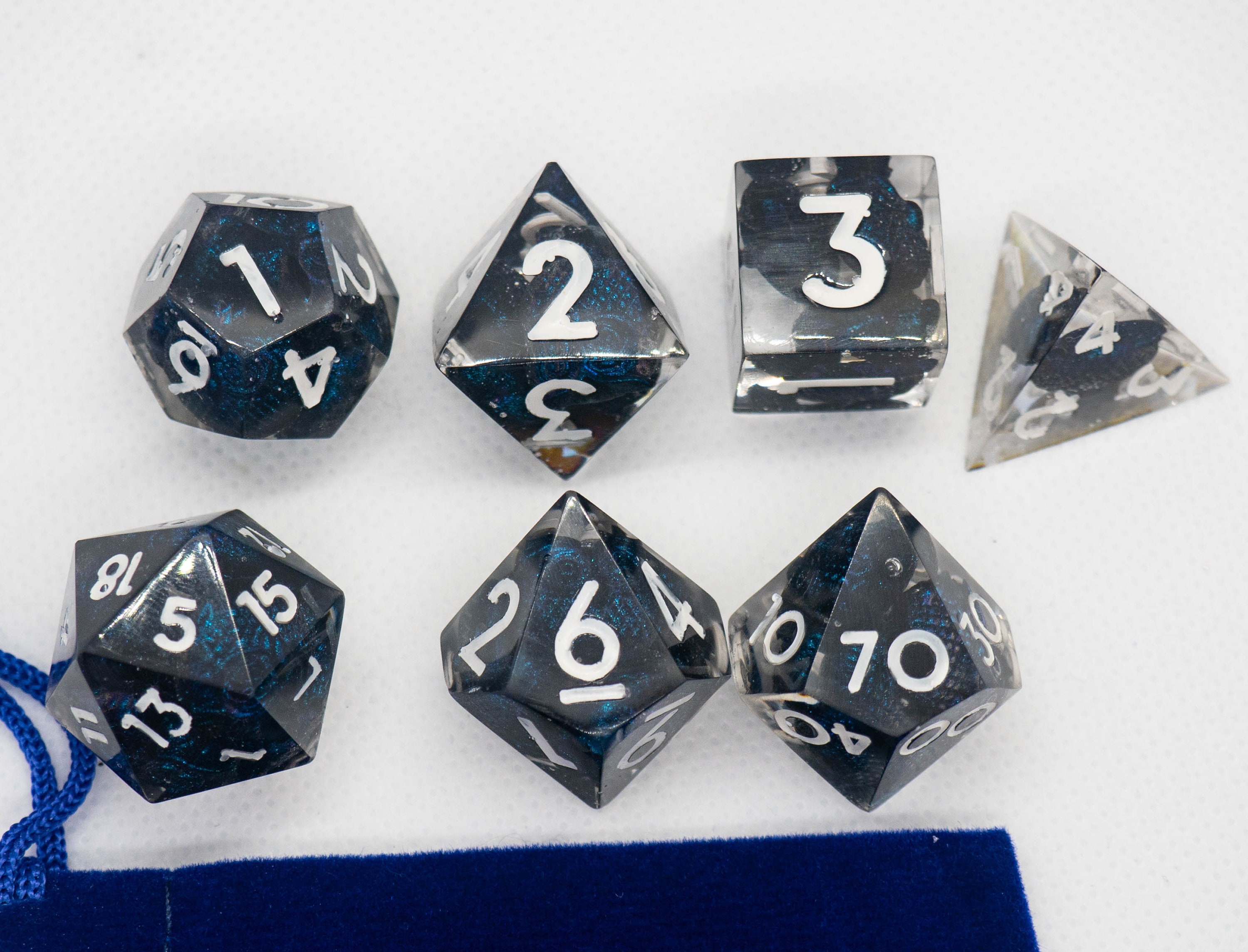 Handmade transparent epoxy resin dice set of 7 polyhedral Etsy