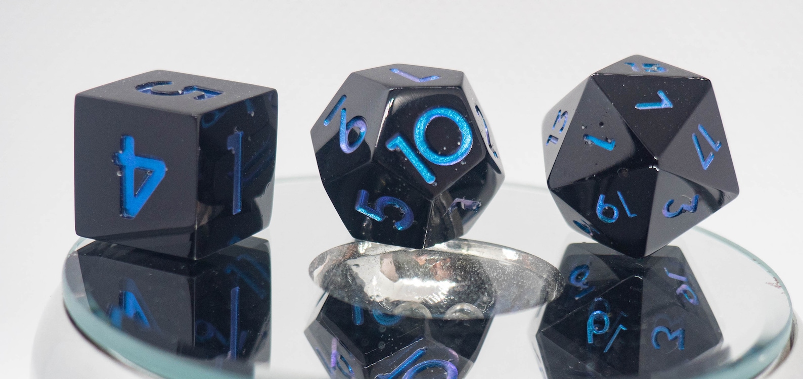 Handmade black epoxy resin dice set of 7 polyhedral dices with Etsy