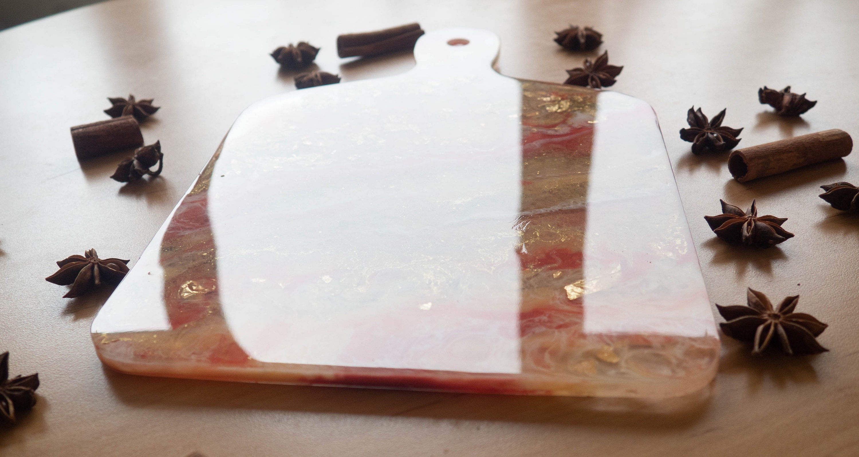 Cutting Board Made of Food Safe Epoxy Resin With Resin Art Elements