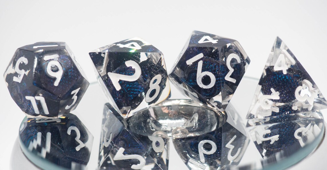 Handmade transparent epoxy resin dice set of 7 polyhedral Etsy