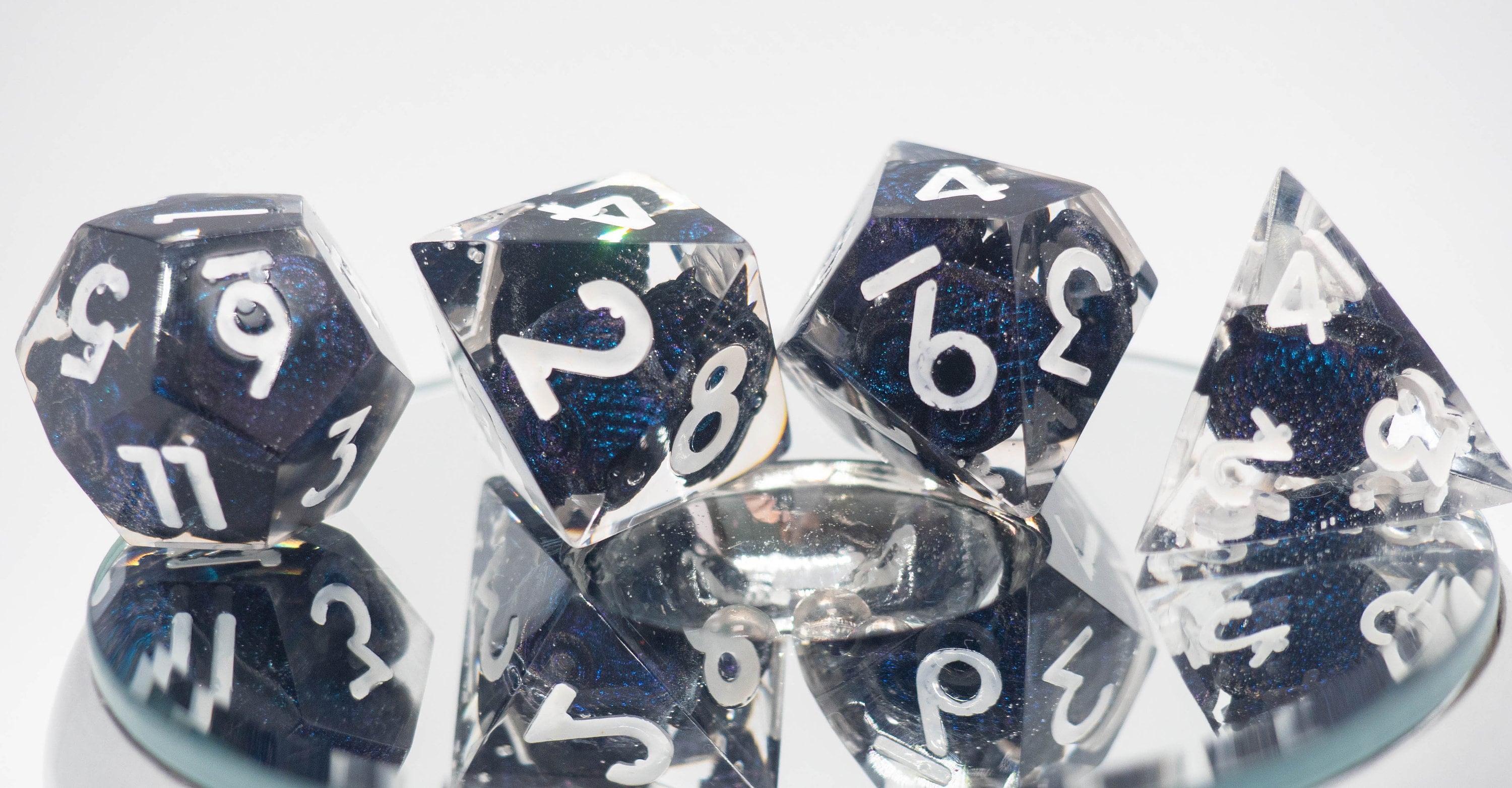 Handmade transparent epoxy resin dice set of 7 polyhedral Etsy