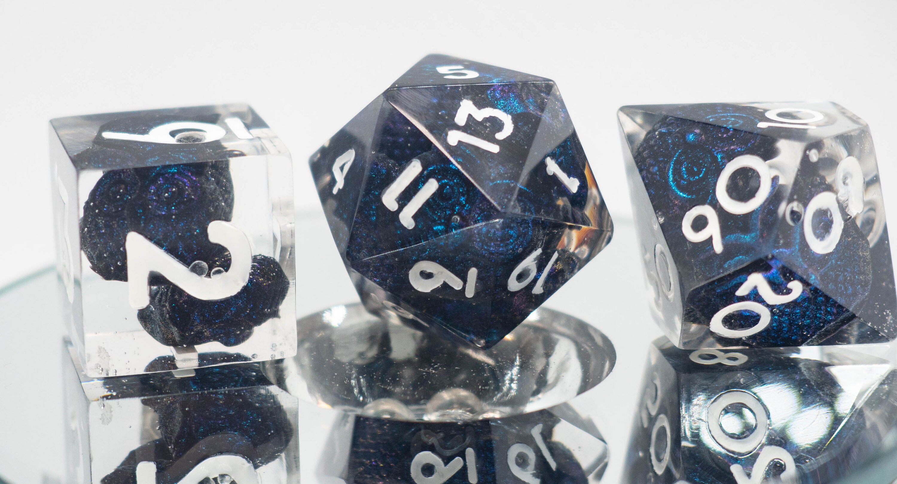 Handmade transparent epoxy resin dice set of 7 polyhedral Etsy