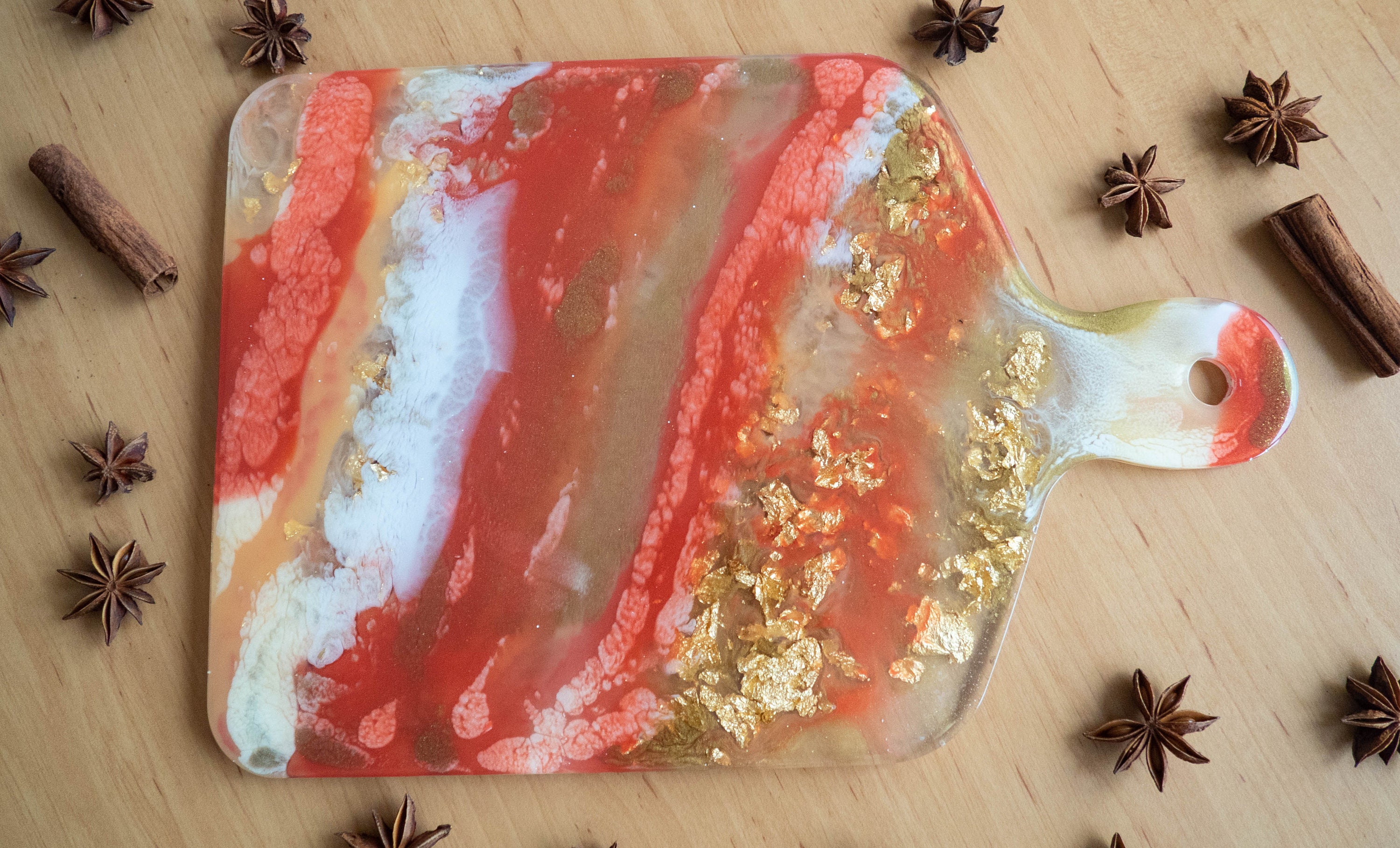 Cutting Board Made of Food Safe Epoxy Resin With Resin Art Elements