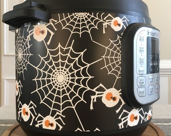 Halloween Spiders n Webs wrap - Instant Pot wrap. Premium non-adhesive waterproof wrap by Instant Wraps. Spider Webs