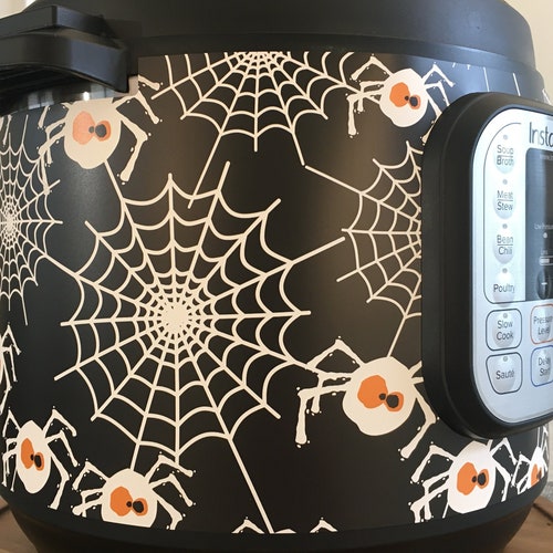 Halloween Spiders n Webs wrap - Instant Pot wrap. Premium non-adhesive waterproof wrap by Instant Wraps. Spider Webs