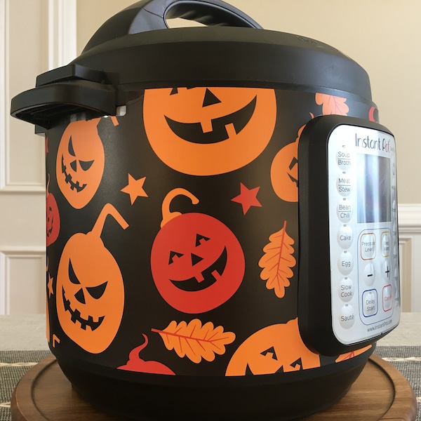 Halloween Pumpkins wrap - Instant Pot wrap. Premium non-adhesive waterproof wrap by Instant Wraps. Jack-o-lantern