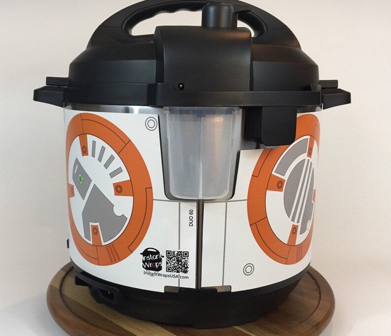 Orange and white droid Instant Pot wrap. Premium non-adhesive waterproof wrap by Instant Wraps. Droids image 6