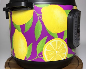 16 Colors! Lemon wrap - Colored Background Instant Pot wrap. Crock Premium non-adhesive waterproof wrap by Instant Wraps. Lemon pattern wrap