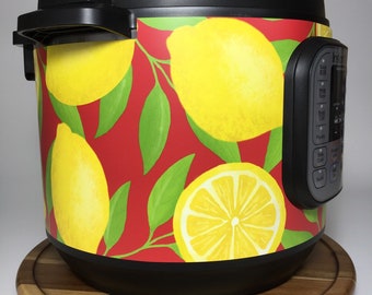 16 Colors! Lemon wrap - Colored Background Instant Pot wrap. Crock Premium non-adhesive waterproof wrap by Instant Wraps. Lemon pattern wrap