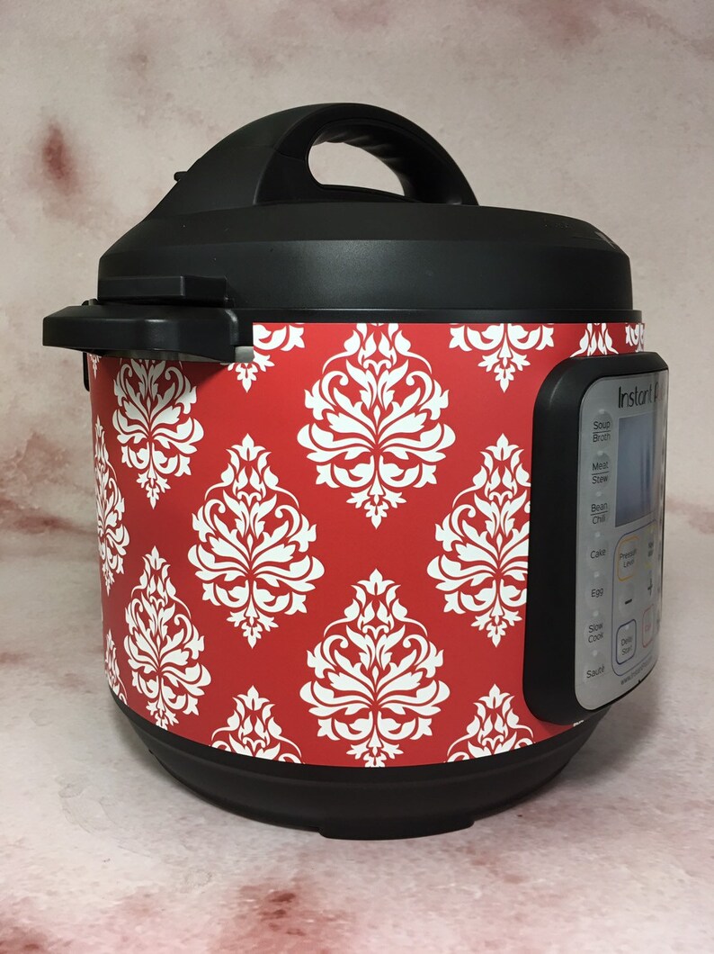 29 Color Combos Damask Instant Pot wrap, Power Cooker, Crock Pot Express wrap, Premium non-adhesive waterproof, magnetic instapot wrap image 1