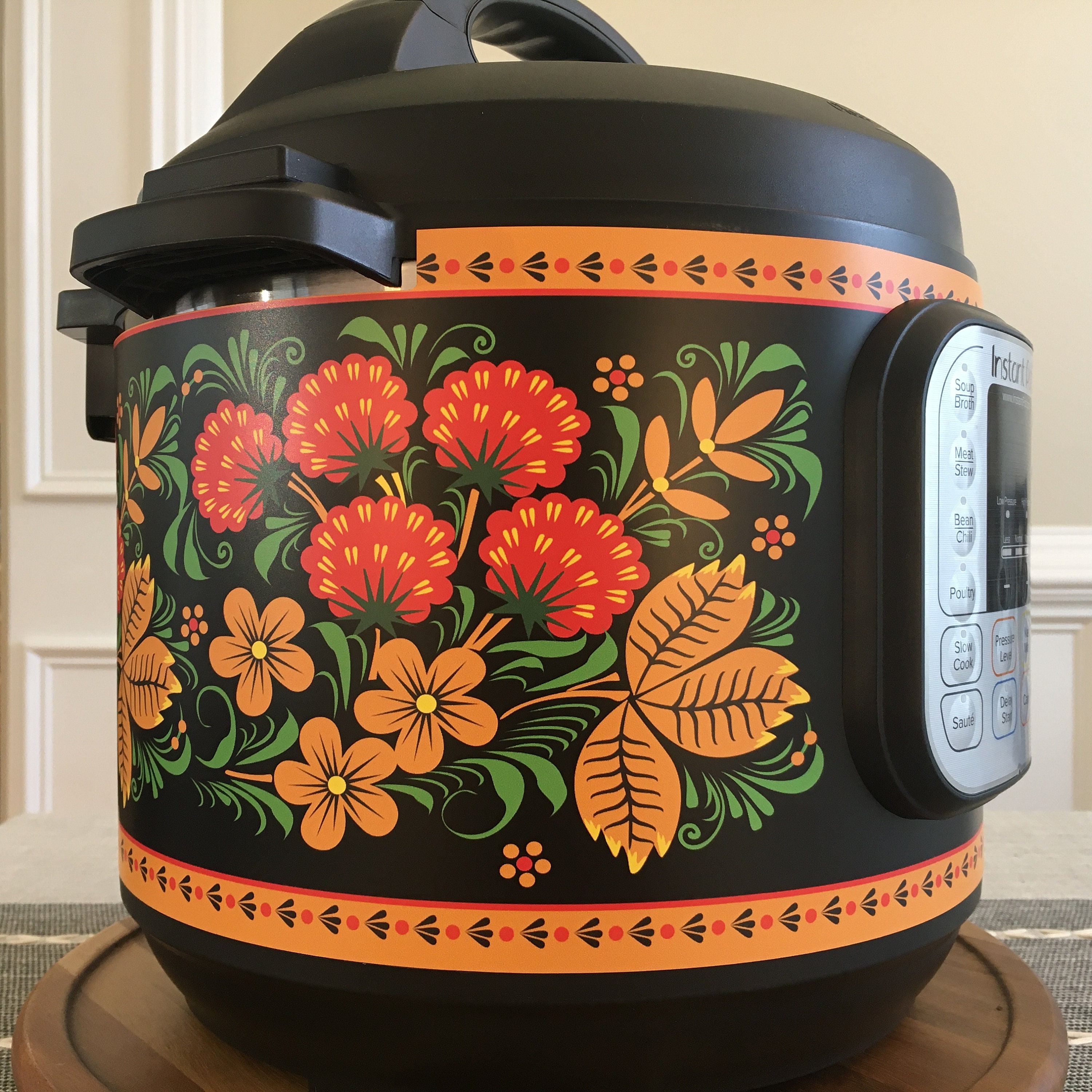 Orange and White Droid Instant Pot Wrap. Premium Non-adhesive Waterproof  Wrap by Instant Wraps. Droids 