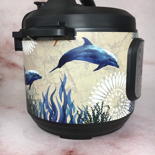 Dolphins - Instant Pot wrap, Power Cooker, Crock Pot Express wrap. Premium non-adhesive waterproof wrap- Instant Wraps. Dolphin ocean design