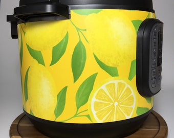 16 Colors! Lemon wrap - Colored Background Instant Pot wrap. Crock Premium non-adhesive waterproof wrap by Instant Wraps. Lemon pattern wrap