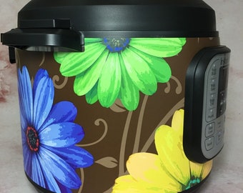 16 Colors! Bright Daisies - Colored Background- Instant Pot wrap. Premium non-adhesive waterproof wrap by Instant Wraps. Floral pattern wrap