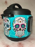 16 Colors! - Large Sugar Skulls - Colored Background - Instant Pot wrap. InstaPot, Premium non-adhesive waterproof, magnetic wrap by Instant