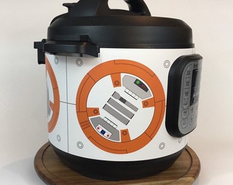 Orange and white droid Instant Pot wrap. Premium non-adhesive waterproof wrap by Instant Wraps. Droids