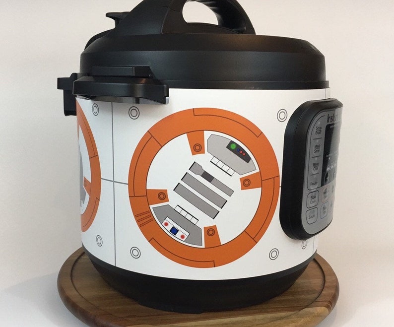 Orange and white droid Instant Pot wrap. Premium non-adhesive waterproof wrap by Instant Wraps. Droids image 1