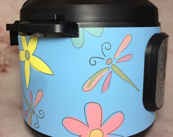 16 Colors! Cute Dragonflies - Colored Background- Instant Pot wrap. Premium non-adhesive waterproof wrap by Instant Wraps. Dragonfly wrap