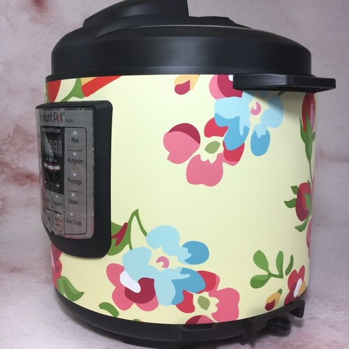 16 colors! Large Floral - Colored Background- Instant Pot wrap. Premium non-adhesive waterproof wrap by Instant Wraps. Floral pattern wrap