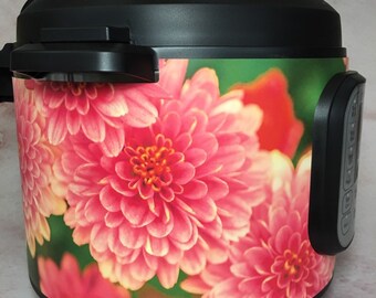 Pink Dahlia Floral - Instant Pot wrap. Premium non-adhesive waterproof wrap by Instant Wraps. Flowers pink nature dahlia