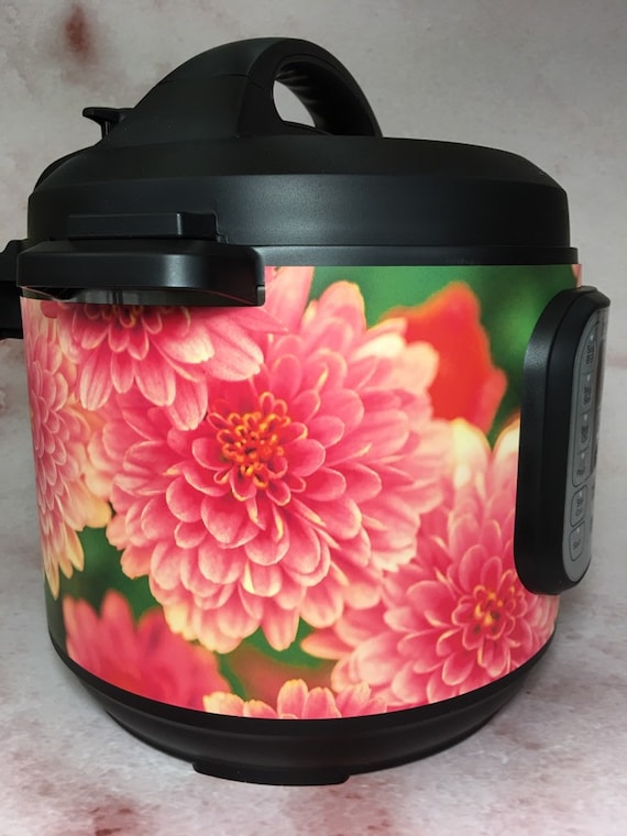 Pink Dahlia Floral Instant Pot Wrap. Premium Non-adhesive Waterproof Wrap  by Instant Wraps. Flowers Pink Nature Dahlia 