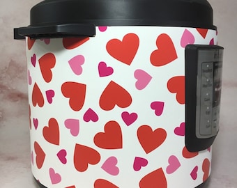 Red and Pink Hearts - Instant Pot wrap. Premium non-adhesive waterproof wrap by Instant Wraps. Valentine's day wrap and home decor.