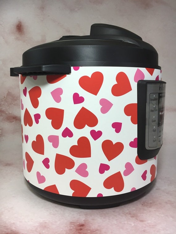 Red and Pink Hearts Instant Pot Wrap. Premium Non-adhesive Waterproof Wrap  by Instant Wraps. Valentine's Day Wrap and Home Decor. 
