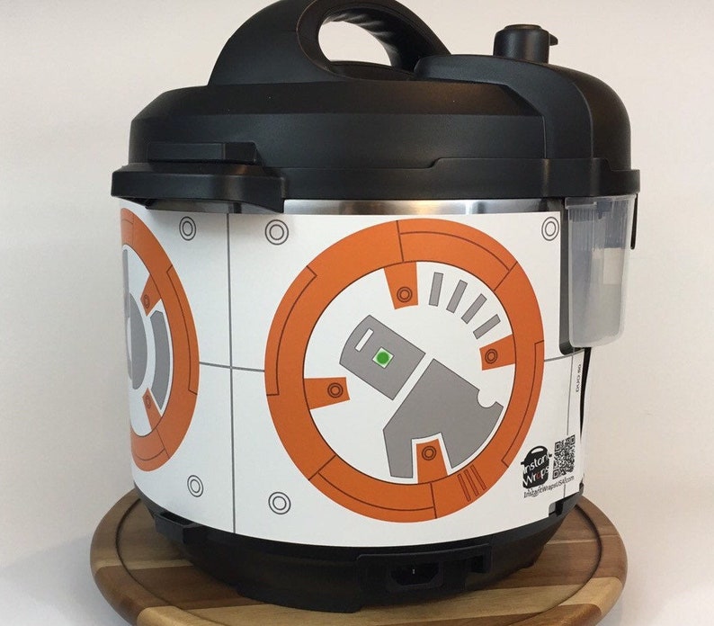 Orange and white droid Instant Pot wrap. Premium non-adhesive waterproof wrap by Instant Wraps. Droids image 4