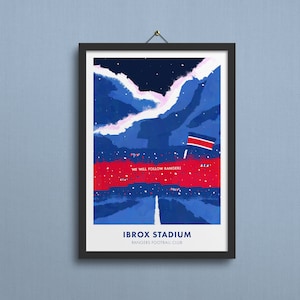 Rangers Poster, Rangers Print, Rangers Wall Art, Ibrox Stadium, Rangers Art Gift, Rangers 20/21 Champions - A5, A4, A3 Size